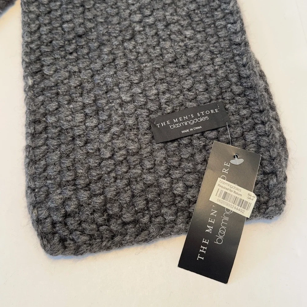 The Mens Store Bloomingdales Grey Chunky Knit Scarf‎ 490267 New With Tags 82x8